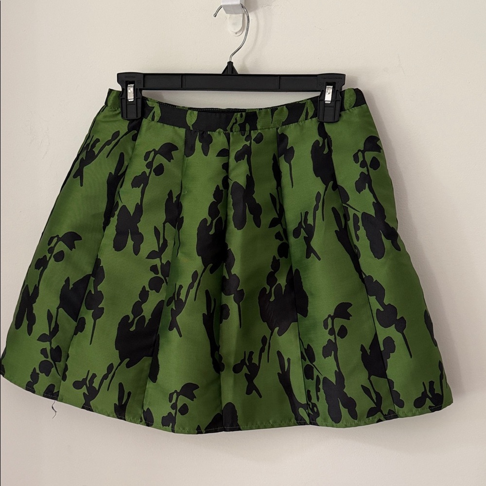 Ark & Co Green and Black Floral A-Line Skirt